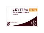 Pakke med Levitra 10 mg 8 filmovertrukne tabletter