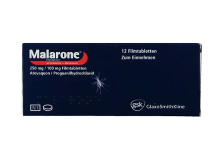Malarone Seite der Verpackung