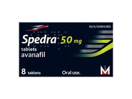 Packung Spedra 50 mg mit 8 Tabletten