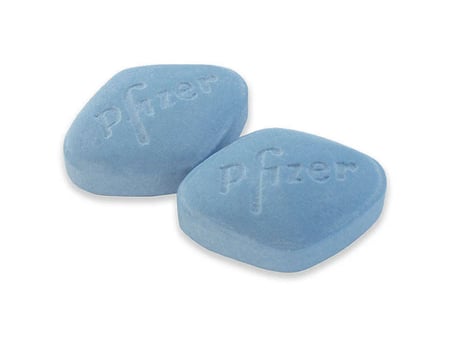 två blå piller Viagra