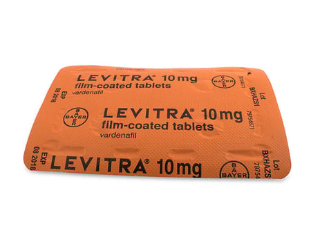 Baksidan av Levitra-förpackning  10mg