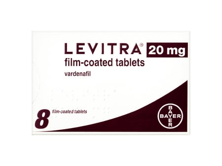 Pakke med Levitra 20 mg 8 filmovertrukne tabletter