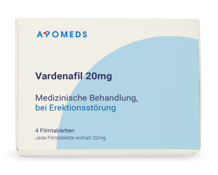 Packung Vardenafil 20 mg mit 4 Filmtabletten