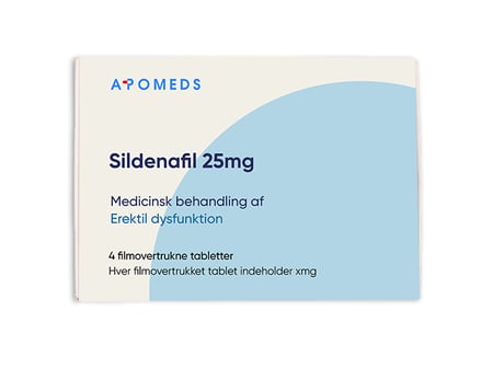 Pakke med Sildenafil 25 mg 4 filmovertrukne tabletter