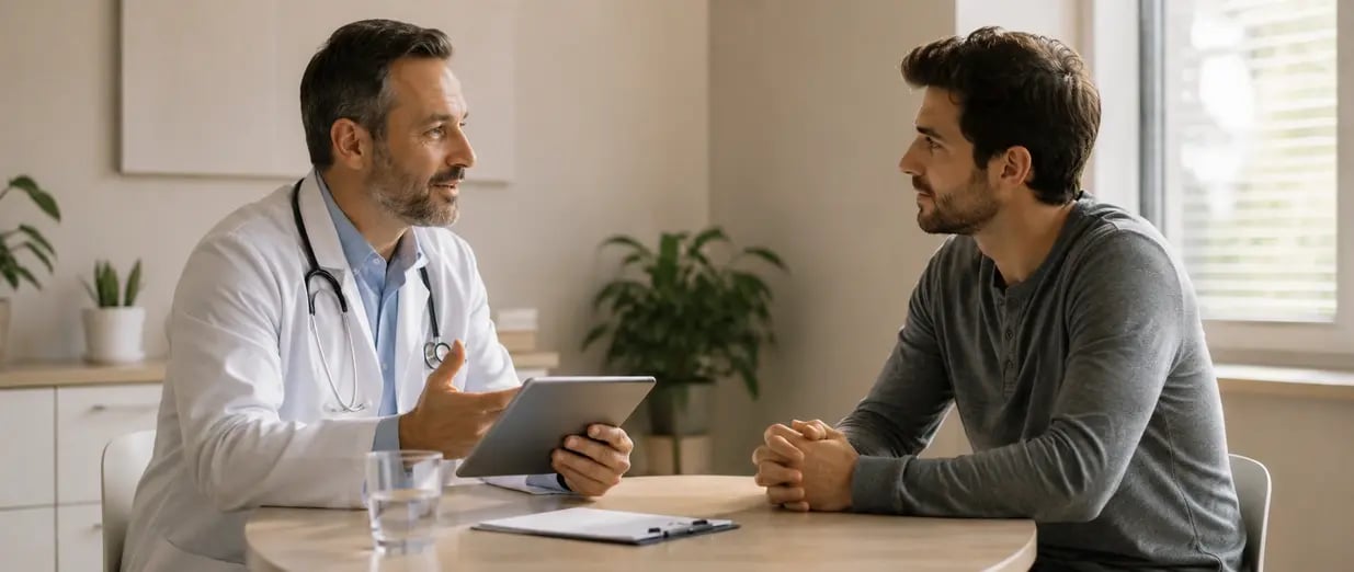 Ein Mann ist bei einem Urologen in Behandlung