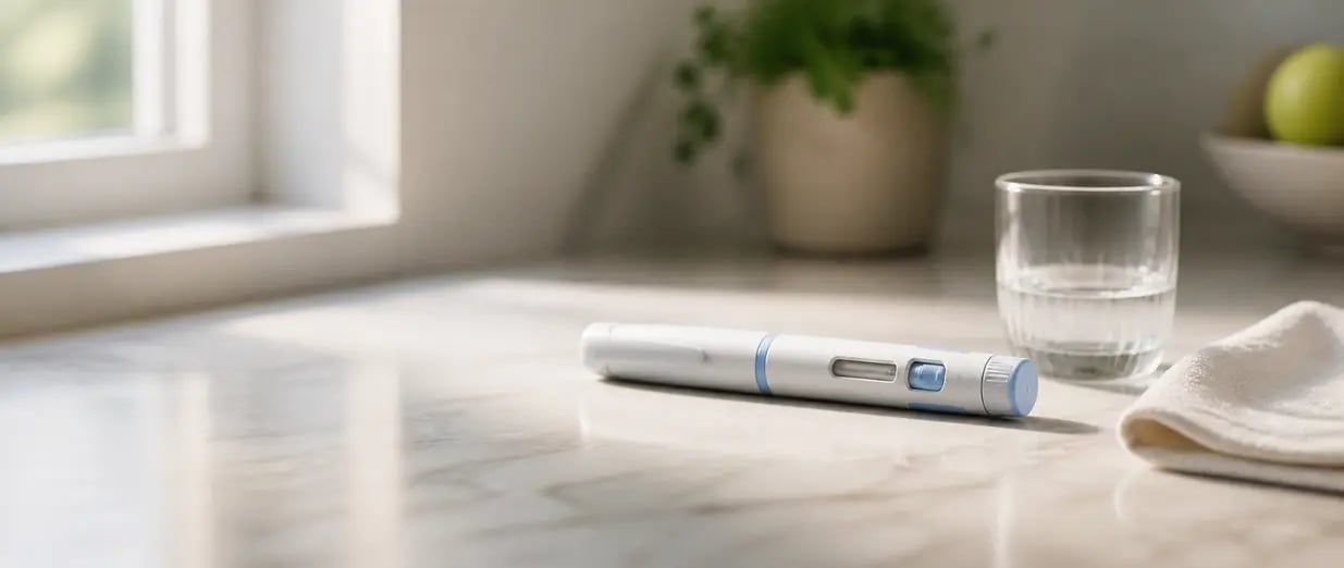Medizinischer Injektionspen auf einem Tisch