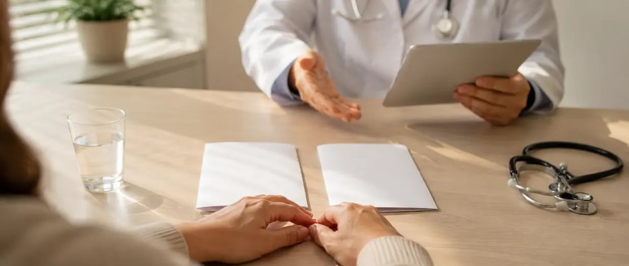 Une m&eacute;decin consulte une patiente