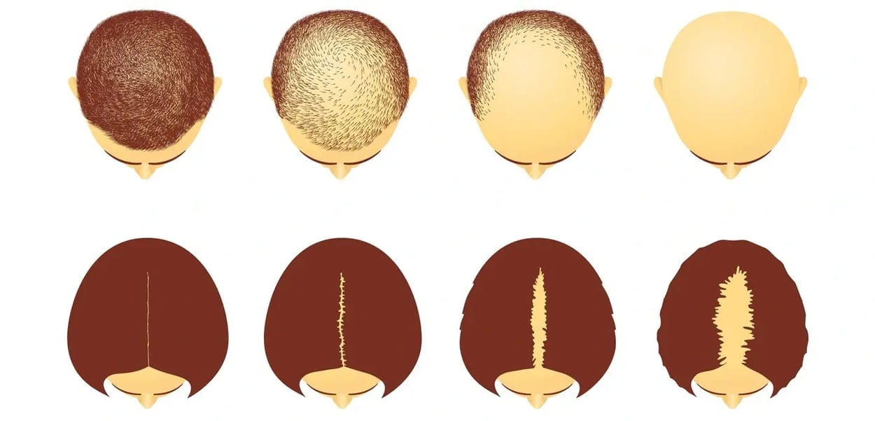 Male vs female pattern baldness