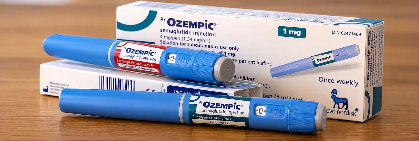 Ozempic Semaglutid-Injektionspens und Packungen