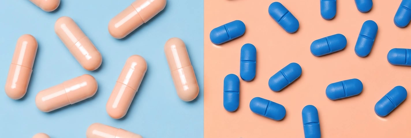 Capsulas em duas cores comparadas