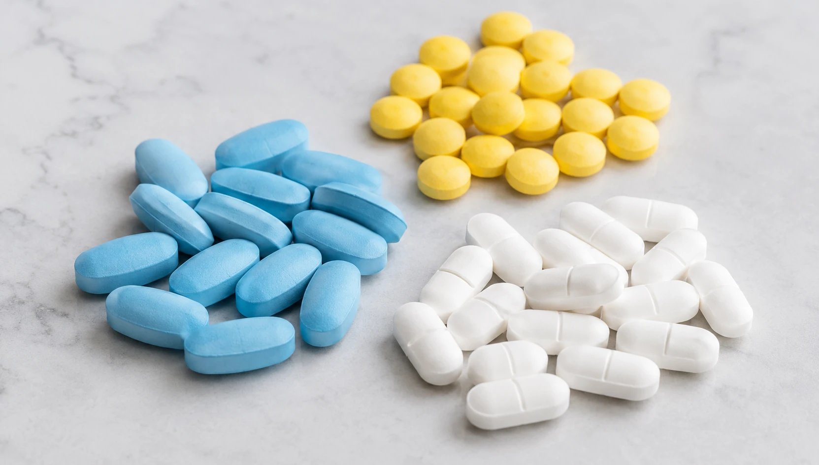 Different pills on the table