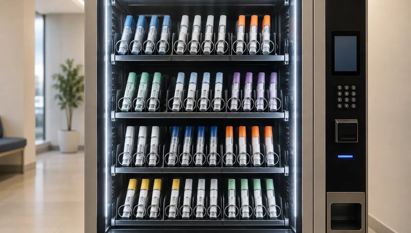 a wending machine with injection pens