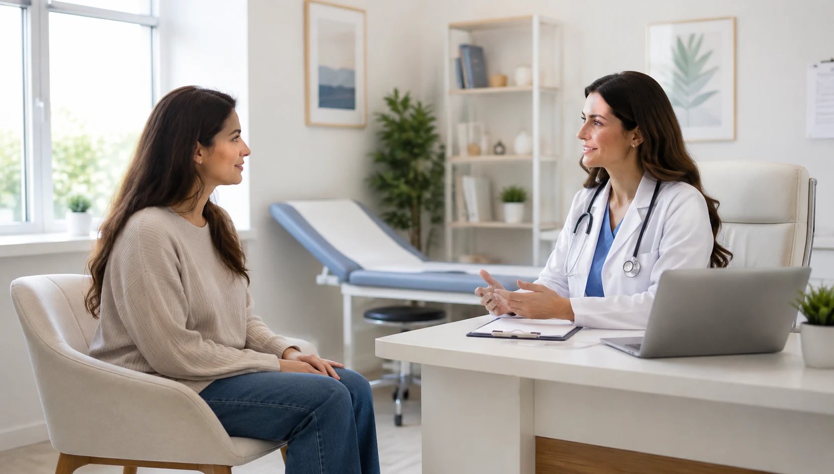 A woman sitting at a doctor's office