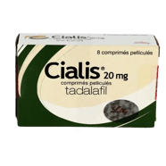 Une boîte de huit comprimés de Cialis à 20 mg.