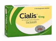 En förpackning med Cialis 10 mg innehållande 4 tabletter