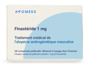 Une boîte de Finastéride 1 mg contenant 28 comprimés