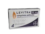 Une boîte de Levitra 20 mg contenant 4 comprimés