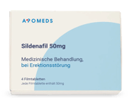 Eine Packung mit 4 Tabletten Sildenafil 50 mg (Generikum)