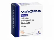 Uma embalagem de filmes orodispersíveis Viagra 50 mg com 4 filmes
