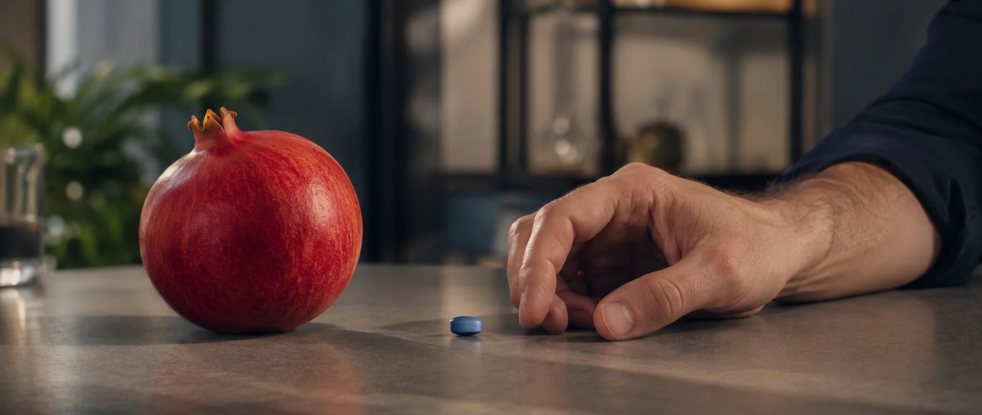Blaue Pille und Granatapfel