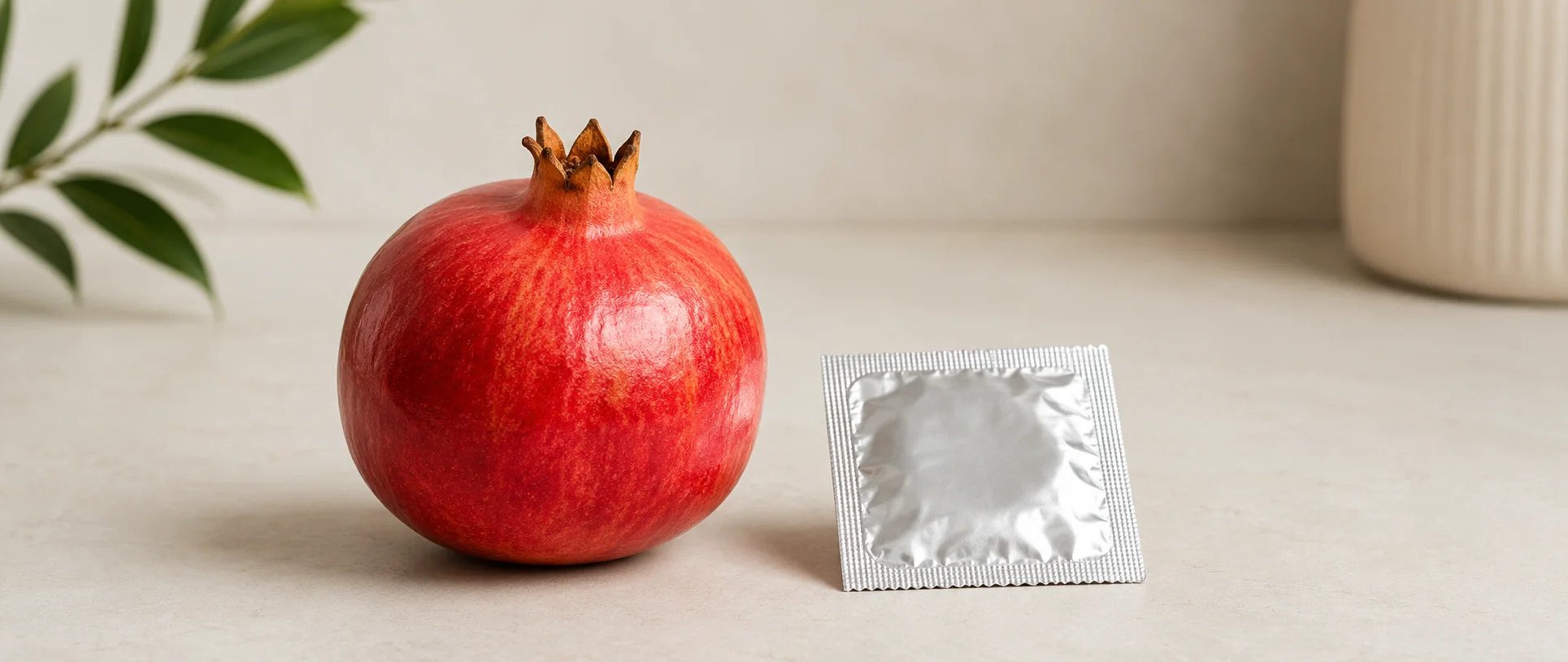 Granatapfel und Kondom