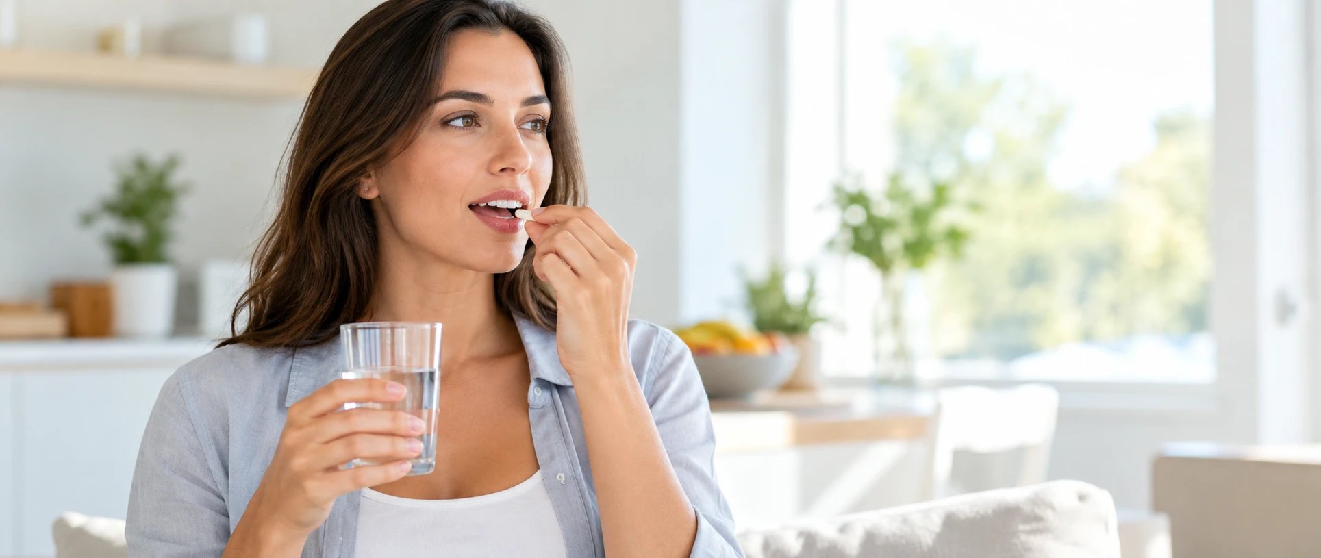 woman taking a pill
