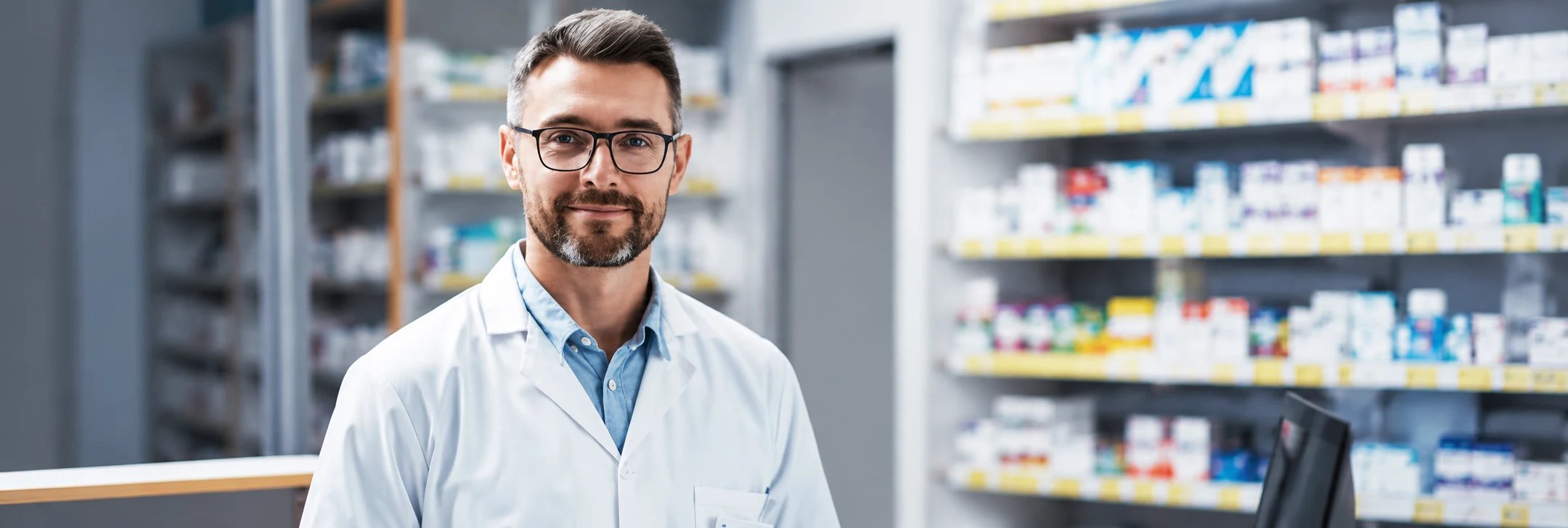 Apotheker in einer modernen Apothekenumgebung