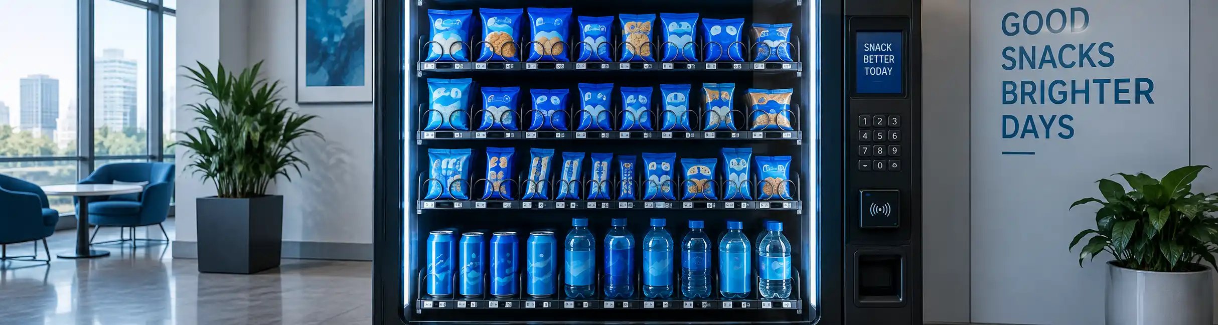 snackautomat med blå snacks