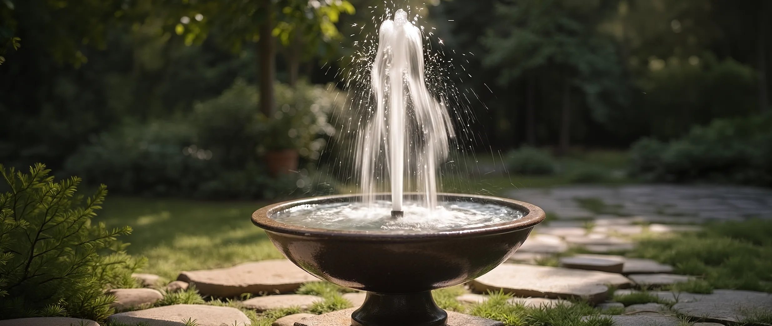 Garden fountain with water jets