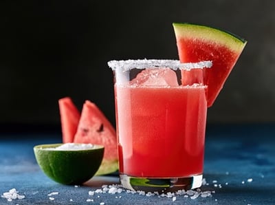 Wassermelonengetränk mit Zitrusfrüchten und Salz garniert