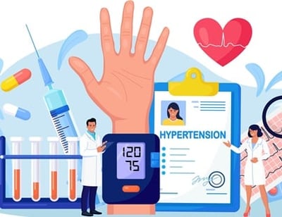 Ärzte beim Messen des Blutdrucks von Patienten