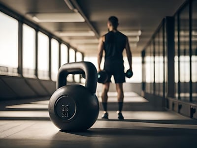 Ein Bodybuilder im Fitnessstudio