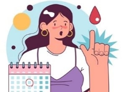 Mulher a planear o período no calendário