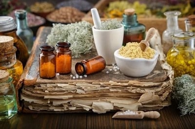 Ett urval av homeopatiska läkemedel.