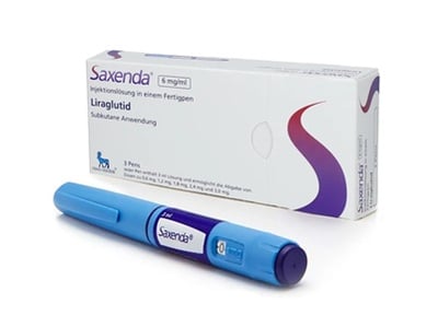 Eine Packung und ein Injektionspen Saxenda