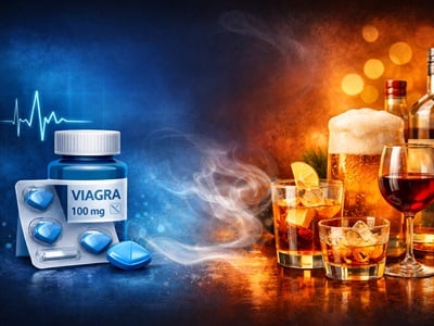 Blaue Pillen von Viahra gegen verschiedene alkoholische Getränke