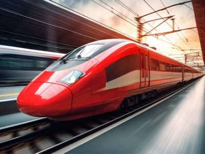 Roter Hochgeschwindigkeitszug