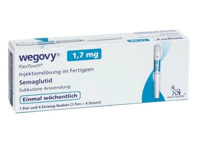 Eine Packung Wegovy Abnehm-Injektionspen 1,7 mg