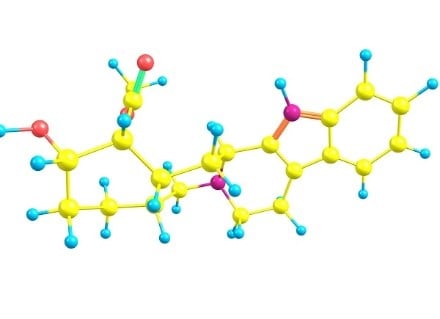  Representação 3D da estrutura molecular da ioimbina