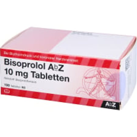 Eine Packung Bisoprolol 10mg von AbZ Pharma mit 100 Tabletten