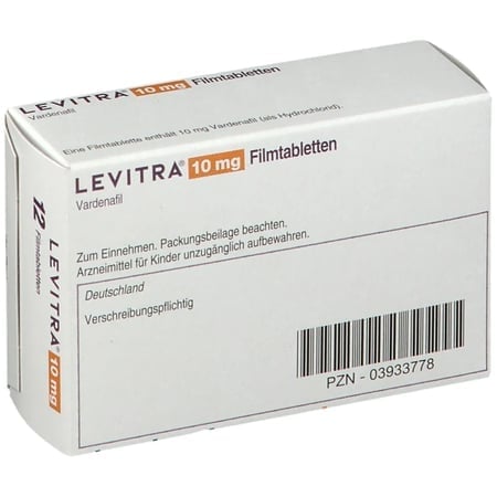 Levitra 10 mg 12 Filmtabletten Rückseite der Verpackung