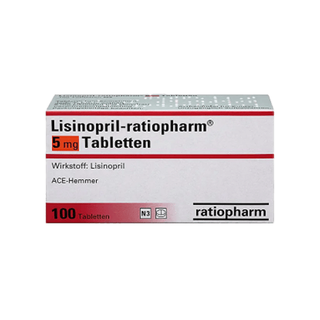Lisinopril 5 mg mit 100 tabletten von Ratiopharm