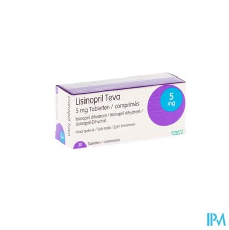 Lisinopril 5 mg com 30 comprimidos de Teva