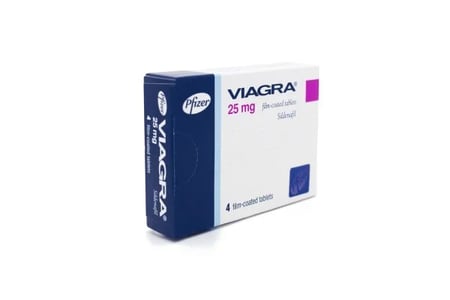 Packung Viagra 25 mg mit 4 Filmtabletten von Phizer