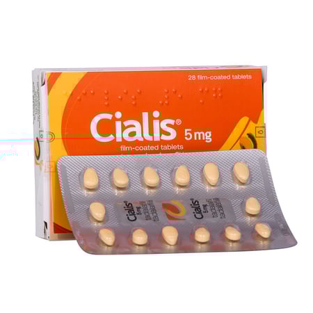 A pack and a blister of Cialis 5 mg Daily - 28 tablets.