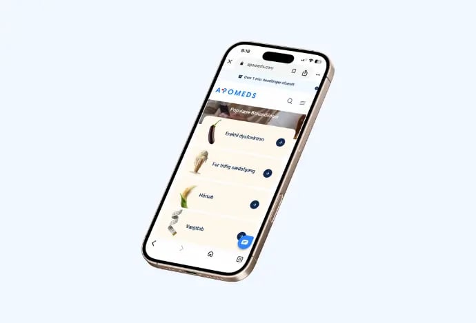 En smartphone, der viser sundhedsplatformen Apomeds