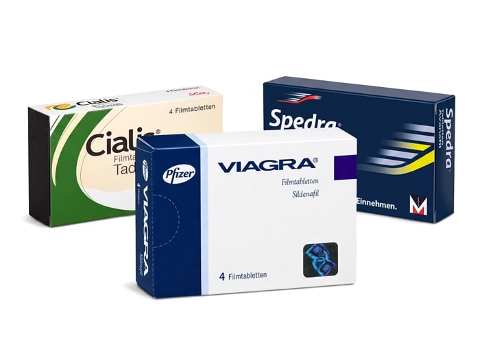 Packungs-Sortiment: Viagra, Cialis und Spedra
