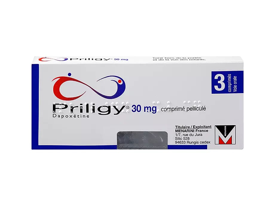 Une boîte de Priligy 30 mg contenant 3 comprimés
