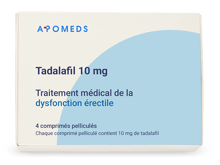 Une boîte de 4 comprimés de tadalafil à 10 mg