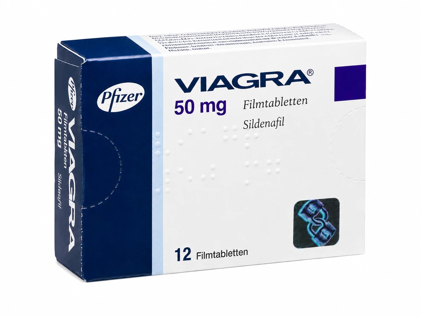 Eine Packung Viagra 50 mg mit 12 Tabletten